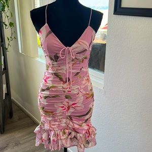 Print ruched mini dress